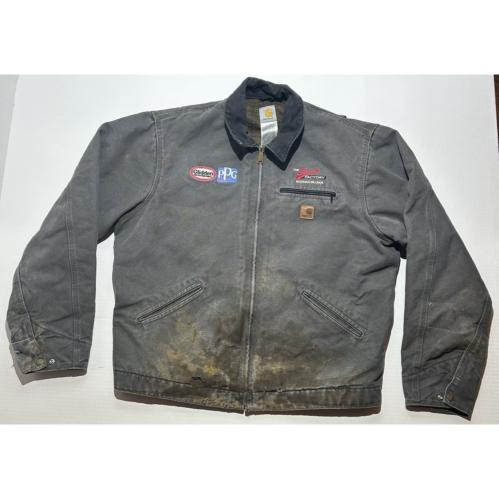 Vintage Carhartt Detroit Jacket Mens XL Tall J97 GVL Blanket Lined Thrashed LOGO